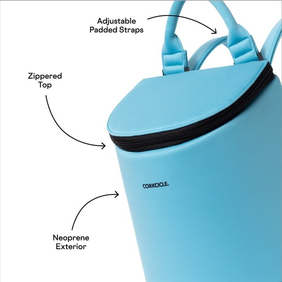 Corkcicle Eola Blue Bucket Cooler Wine Bag Neoprene Insulated  Backpack Cooler - Picture 3 of 13